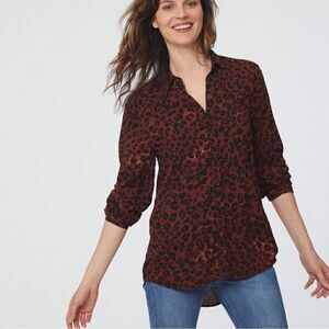 Beach Lunch Lounge Leopard Alanna Button Up Shirt NEW